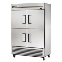 True Two-Section Reach-In Refrigerator with 4 Solid Half Swing Doors