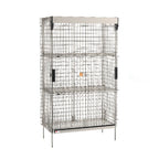 Thumbnail image #1 for Metro SlideSecure SEC55S-SL-2SE Stationary Stainless Steel Security Cage with Sliding Doors, 2 Shelves, 50-1/2" W x 28-1/2" D x 66-13/16" H