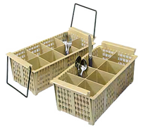 Vollrath Traex Half-Size 8-Compartment Flatware Basket, Beige