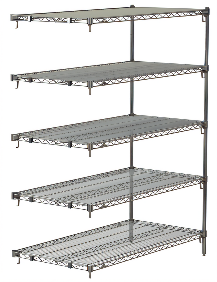 Product image #1 for Metro Super Erecta Super Adjustable Add-On Wire Shelving Unit, 48W x 24D x 74H, 5 Shelves, Chrome Plated