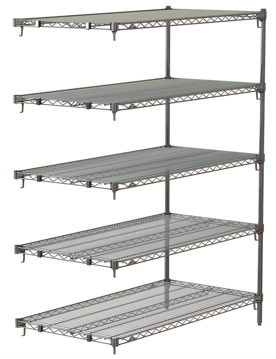 Product image #1 for Metro Super Erecta Super Adjustable Add-On Wire Shelving Unit, 48W x 24D x 74H, 5 Shelves, Chrome Plated