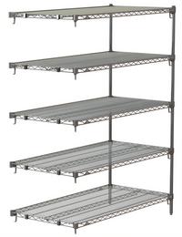 Metro Super Erecta Super Adjustable Add-On Wire Shelving Unit, 48W x 24D x 74H, 5 Shelves, Chrome Plated
