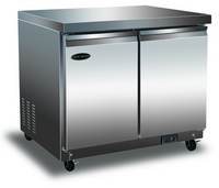 Serv-Ware 2-Section Undercounter Refrigerator, 7.7 Cu. Ft., Stainless Steel, Rear-Mounted Self-Contained