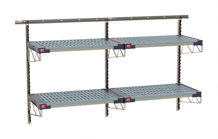 Product image #1 for Metro SmartWall Life Double-Wide Two-Tier Wall-Mounted Starter Shelving Kit with 4 Polymer Shelves