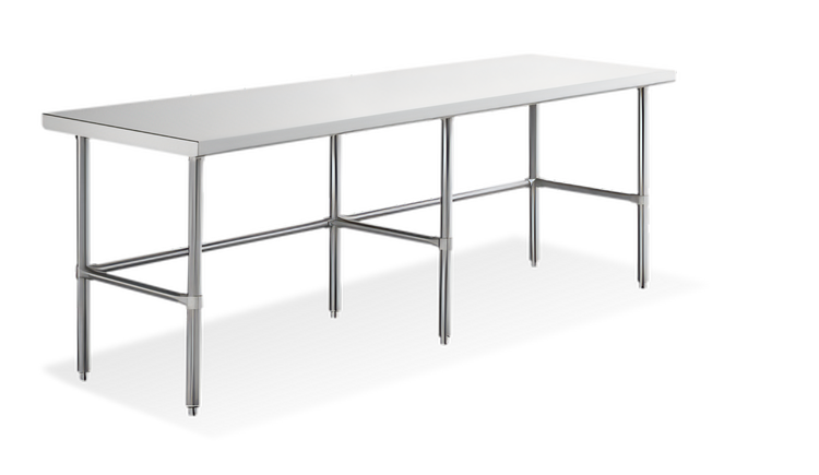 Product image #1 for Steel Works Stainless 18-Gauge 304 Stainless Steel Open Base Worktable, 84 x 30 x 34 Inches, 2-Inch Rear Upturn