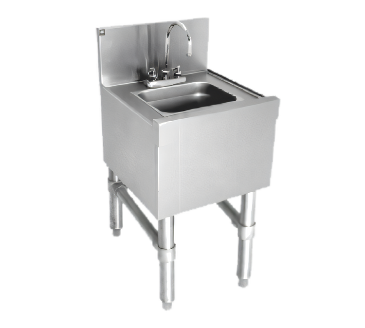 Product image #1 for Spec-Bar 12 x 19 Inch Free-Standing Underbar Hand Sink with T&S Gooseneck Faucet, 304 Stainless Steel