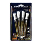 Thumbnail image #1 for American Metalcraft Securit BLSMA100V4WH White Mini-Tip Chalk Markers, 4-Pack Blister Case of 144