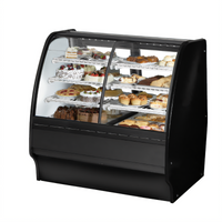 Dual-Zone Full-Service Glass Merchandiser with Curved Glass Front and Rear Sliding Doors, 48-1/4 Inch, Self-Contained Refrigeration