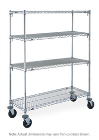 Metro Super Erecta Super Adjustable Wire Stem Caster Cart, 48 x 24 x 69 Inches, 4-Shelf, Chrome, Polyurethane Casters