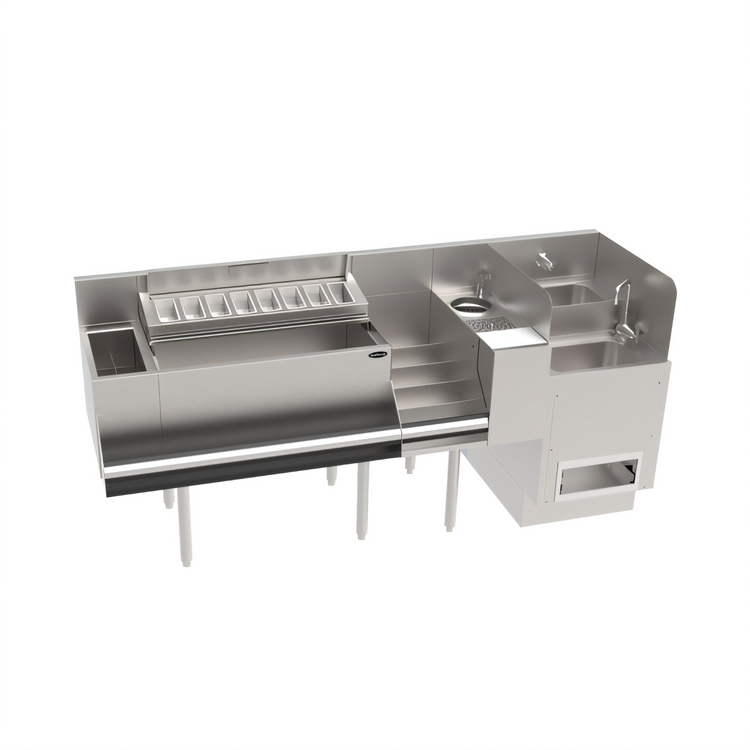 Product image #1 for Krowne Taffer Command Station 76-Inch Underbar Bar Ice Bin with Hybrid Sink and Speedrail