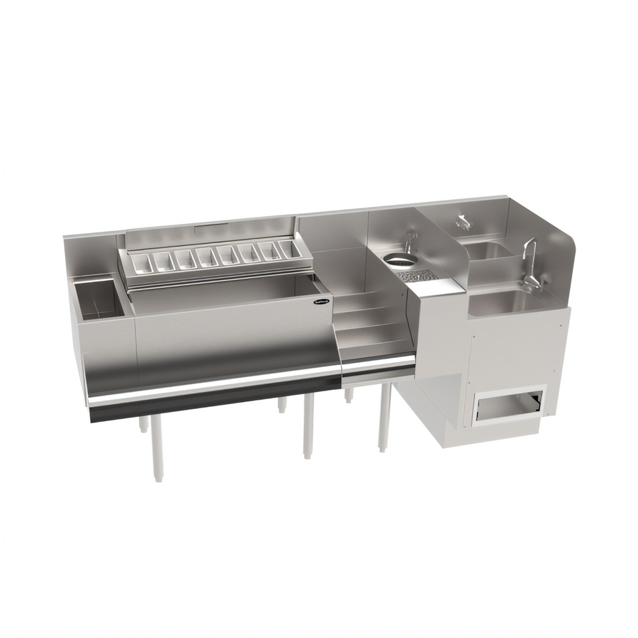 Product image #1 for Krowne Taffer Command Station 76-Inch Underbar Bar Ice Bin with Hybrid Sink and Speedrail