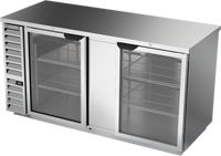 Beverage-Air BB68HC-G-S Two-Section Glass Door Back Bar Refrigerator, 68 Inch Wide, Self-Contained