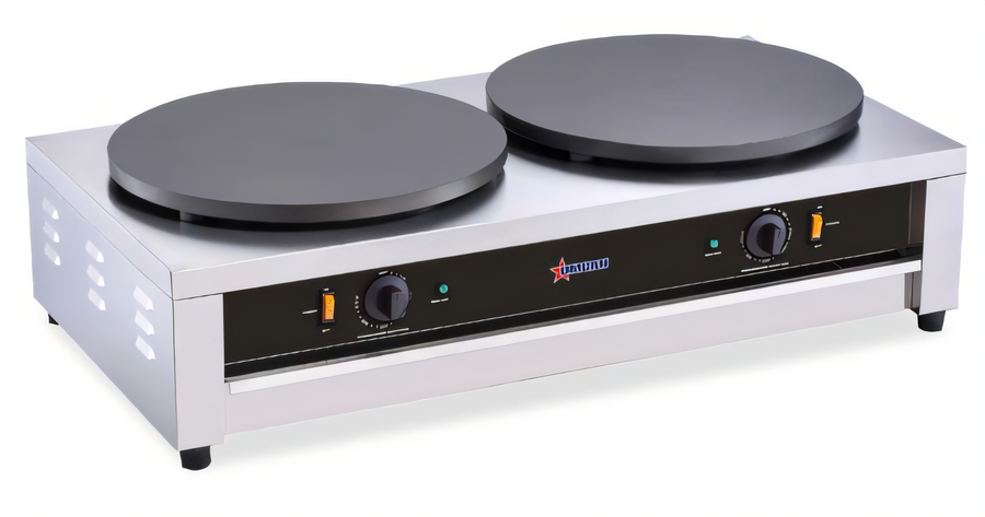 Product image #1 for Omcan 16-Inch Double Electric Countertop Crepe Maker with Non-Stick Cast Iron Plates