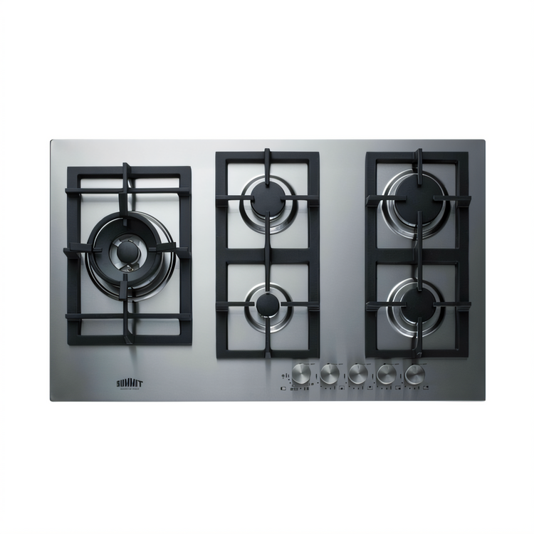 Product image #1 for Summit GCJ536SS 33-7/8" 5-Burner Gas Drop-In Cooktop — 304 Stainless Steel, LP Kit & Wok Ring Included