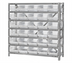 Thumbnail image #1 for Quantum Heavy-Duty Stationary Wire Shelving Unit with 7 Shelves and 30 Clear Bins, 36 x 12 x 39 Inches
