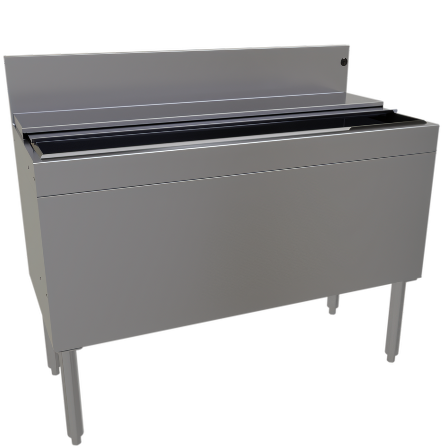 Product image #1 for Glastender Extra Deep Underbar Ice Bin with Sliding Stainless Steel Cover, 42 Inch Wide, 162 lb Capacity