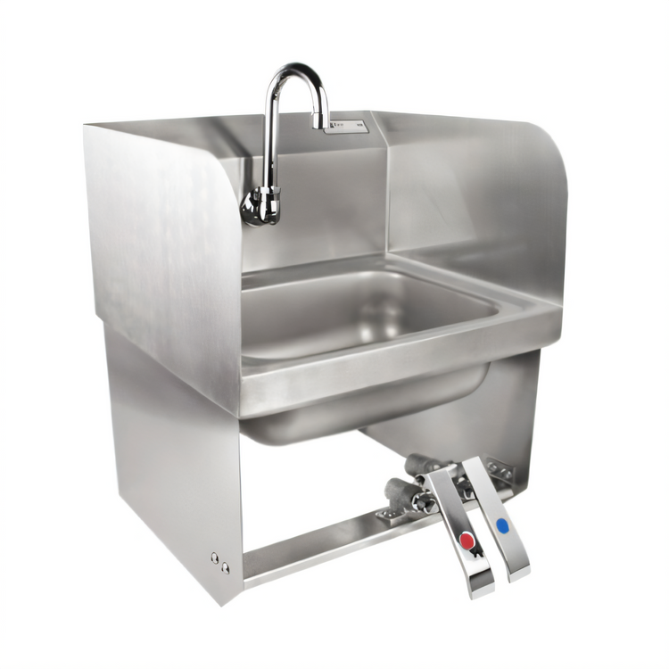 Product image #1 for John Boos Pro-Bowl Wall-Mount Hand Sink with Double Knee Valves, Side Splashes, and Gooseneck Spout, 14 x 10 x 5 Inch Bowl