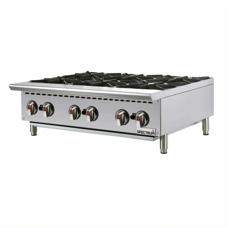 Product image #1 for Winco Spectrum™ 36-Inch Countertop Natural Gas Hot Plate with 6 Open Burners