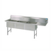 Thumbnail image #1 for BK Resources Three-Compartment Stainless Steel Sink with Right Drainboard, 18 x 18 x 14 Bowls