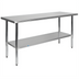 Thumbnail image #1 for 60-Inch x 24-Inch 18-Gauge Stainless Steel Prep and Work Table with Undershelf