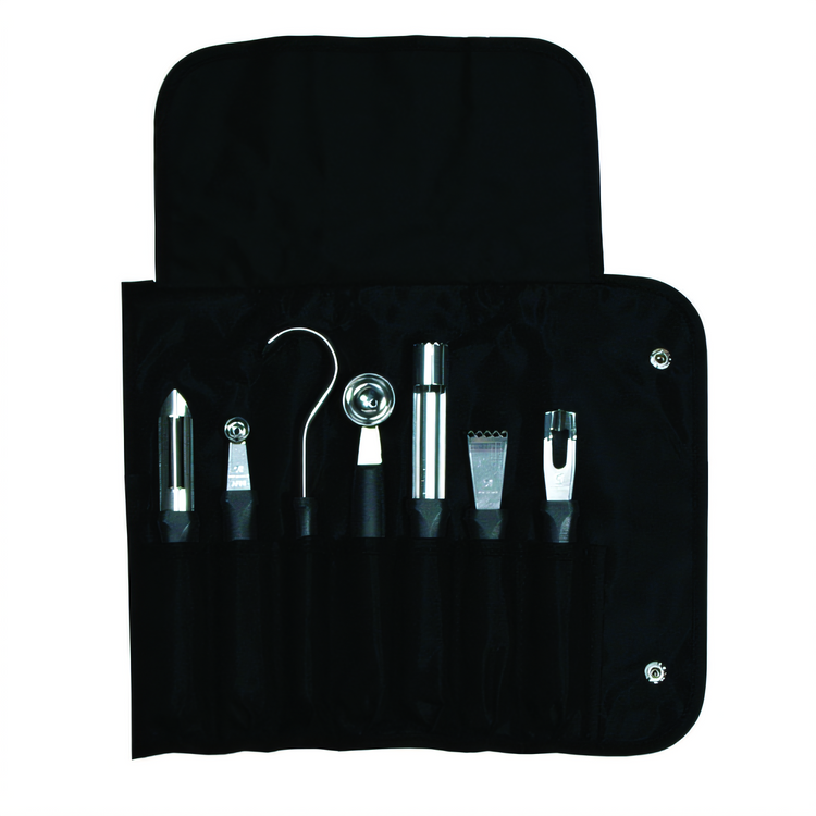 Product image #1 for Dexter-Russell CC77 7-Piece Garnishing Tools Set with Vinyl Roll-Up Bag