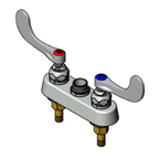 Thumbnail image #1 for T&S Brass B-1110-LN-WH4 Workboard Faucet, Deck-Mounted, 4-Inch Centers, Less Nozzle, Wrist Action Handles
