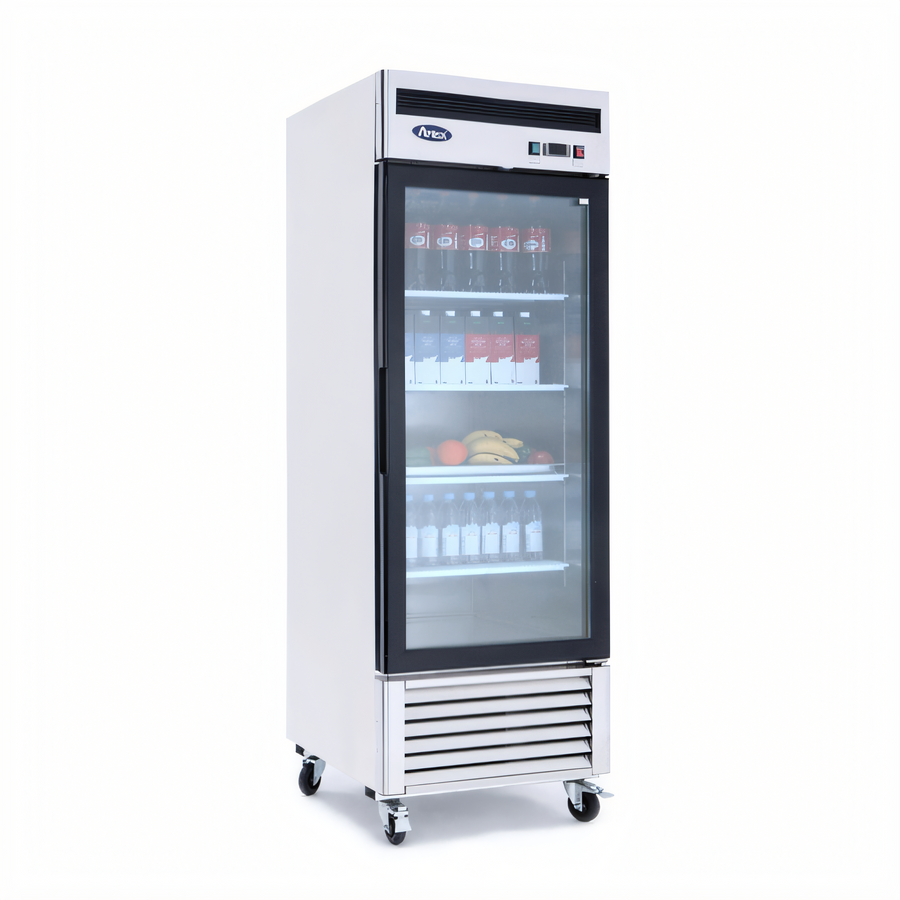 Product image #1 for Atosa 27-Inch One-Section Glass Door Merchandiser Refrigerator, 19.1 Cu. Ft., Bottom-Mount Self-Contained, Stainless Steel