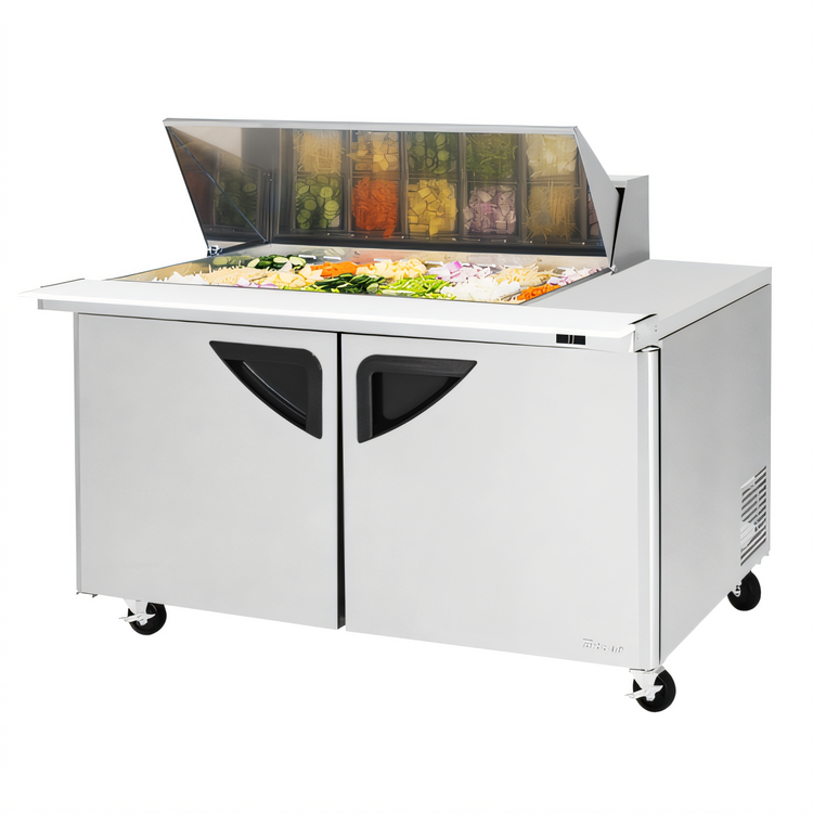 Product image #1 for Turbo Air Super Deluxe 60-3/8-Inch 2-Section Mega Top Sandwich/Salad Prep Table, 18-Pan, 19 Cu. Ft., Self-Contained