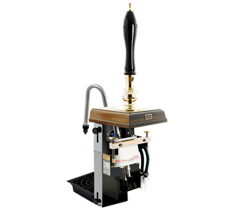 Product image #1 for Micro Matic Clamp-On Single Pull Hand Pump Beer Engine with Water Cooling, Wood Base and Brass Finish