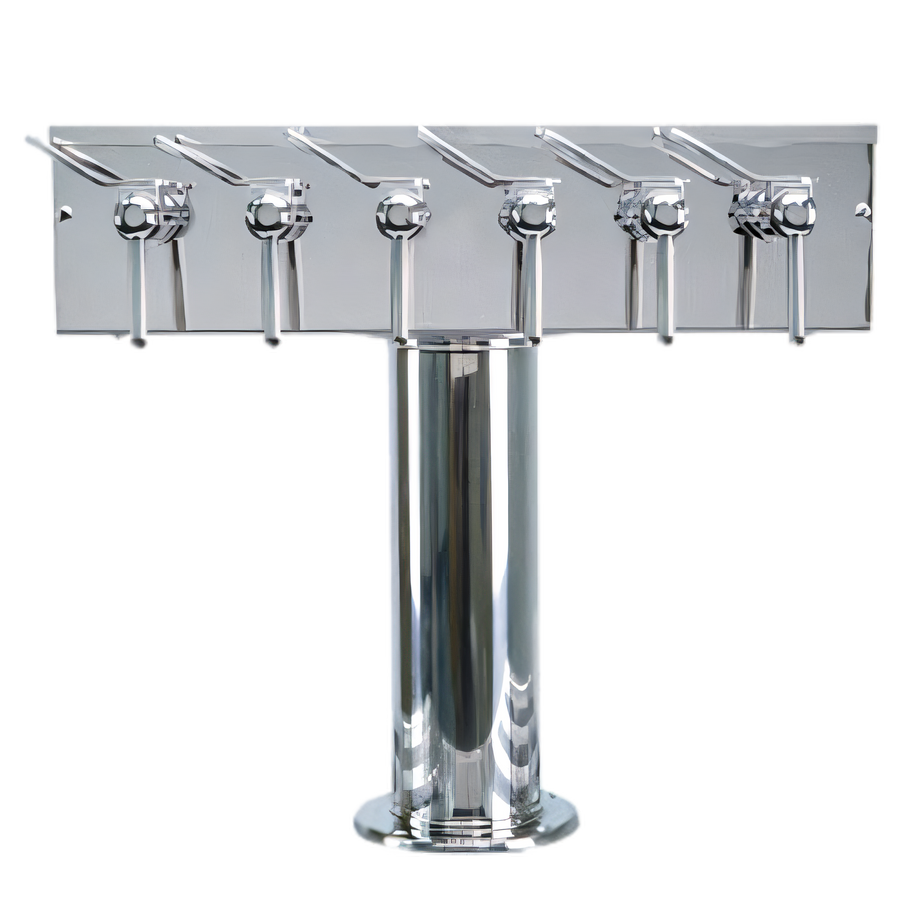 Product image #1 for T Style Countertop Air-Cooled Wine Font with 6 Polished Stainless Steel Side Pull Faucets