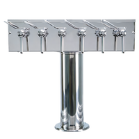 T Style Countertop Air-Cooled Wine Font with 6 Polished Stainless Steel Side Pull Faucets