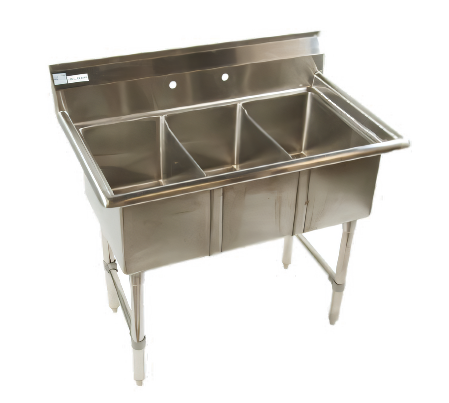 Product image #1 for Klinger's Trading Economy 41-Inch Three-Compartment Stainless Steel Sink Without Drainboards