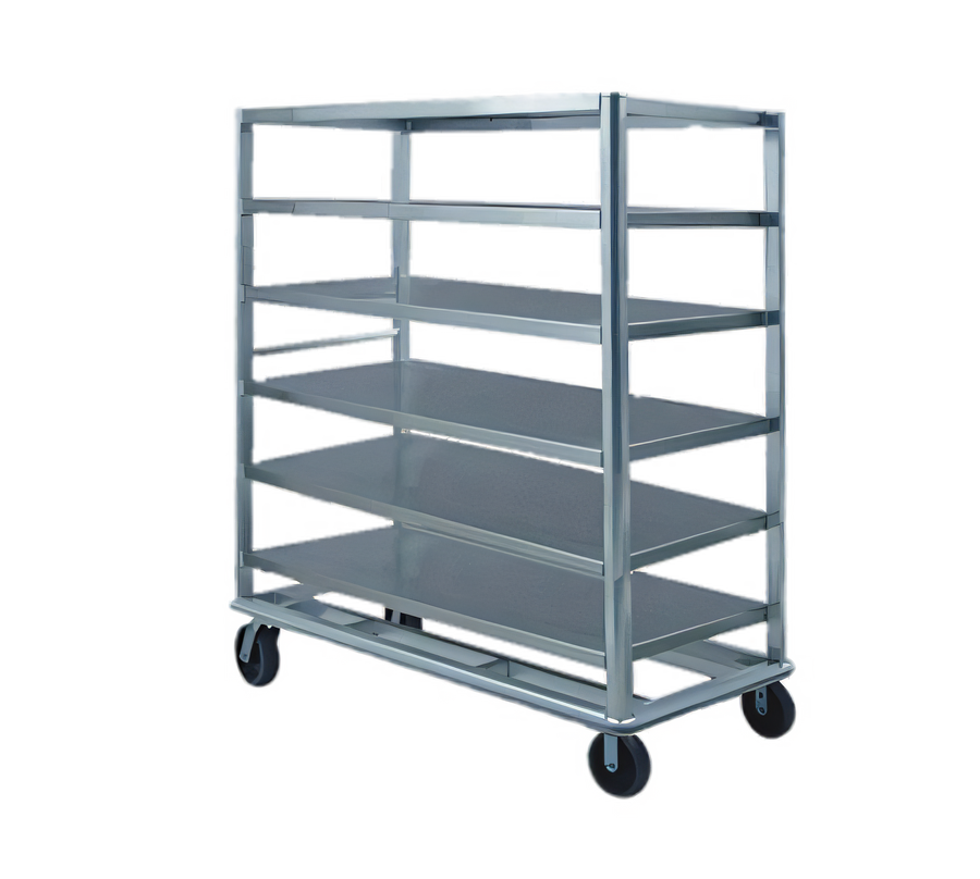 Product image #1 for FWE Heavy-Duty Aluminum Queen Mary Utility Cart, 6 Shelves, 27 x 60 Inches, Flanged-Down Edges