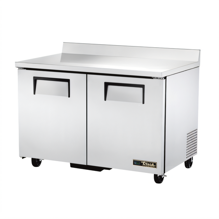 Product image #1 for True 48-Inch Two-Section Stainless Steel Worktop Freezer with Solid Doors and Rear-Mounted Self-Contained Refrigeration