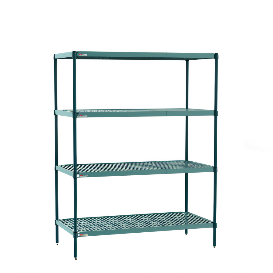 Product image #1 for Metro Super Erecta Pro Stationary Louvered Polymer Shelving Starter Unit with 4 Shelves, 21 x 48 x 74 Inches, Green