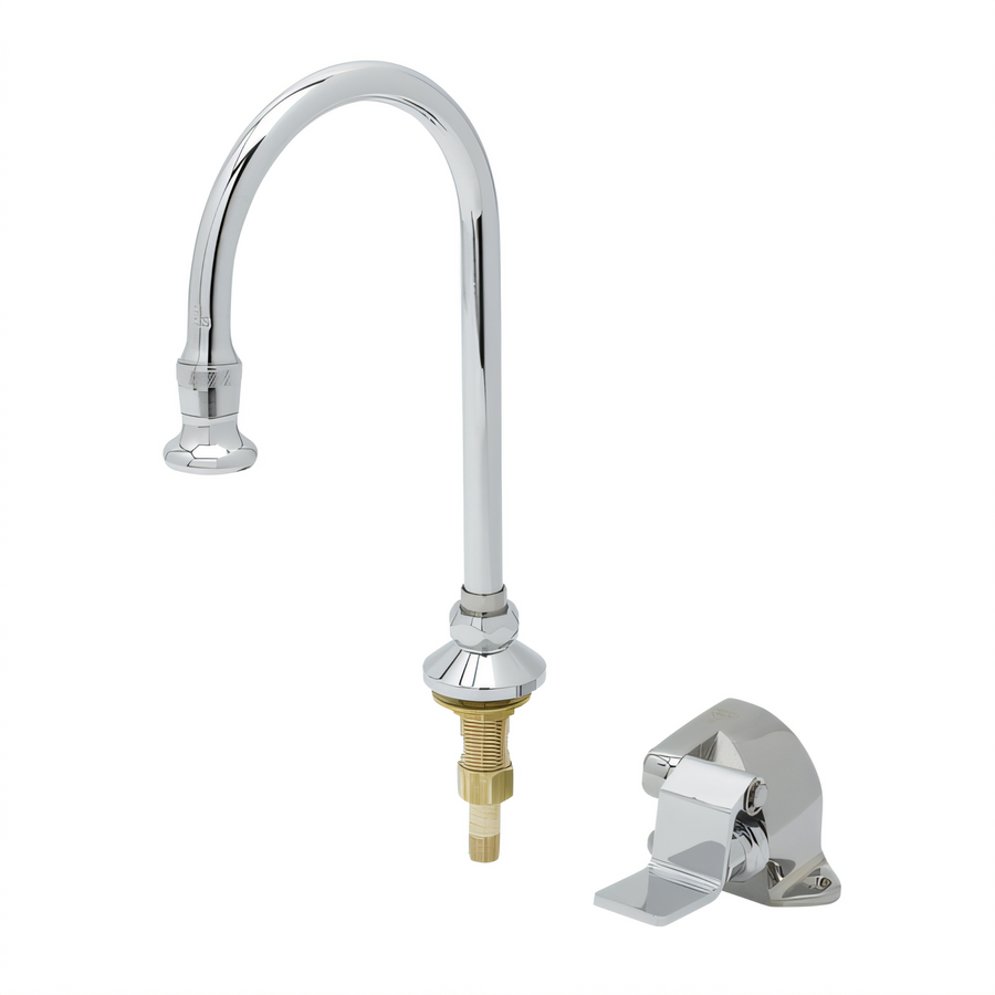 Product image #1 for T&S Brass Single Floor-Mount Pedal Valve with 5-13/16 Inch Swivel Gooseneck and 2.2 GPM Rosespray Outlet