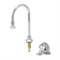 T&S Brass Single Floor-Mount Pedal Valve with 5-13/16 Inch Swivel Gooseneck and 2.2 GPM Rosespray Outlet