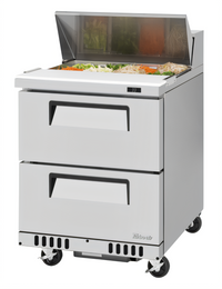 Turbo Air Super Deluxe 27-1/2-Inch Front Breathing One-Section Sandwich/Salad Prep Table with 2 Drawers and 8 Sixth-Size Pan Top