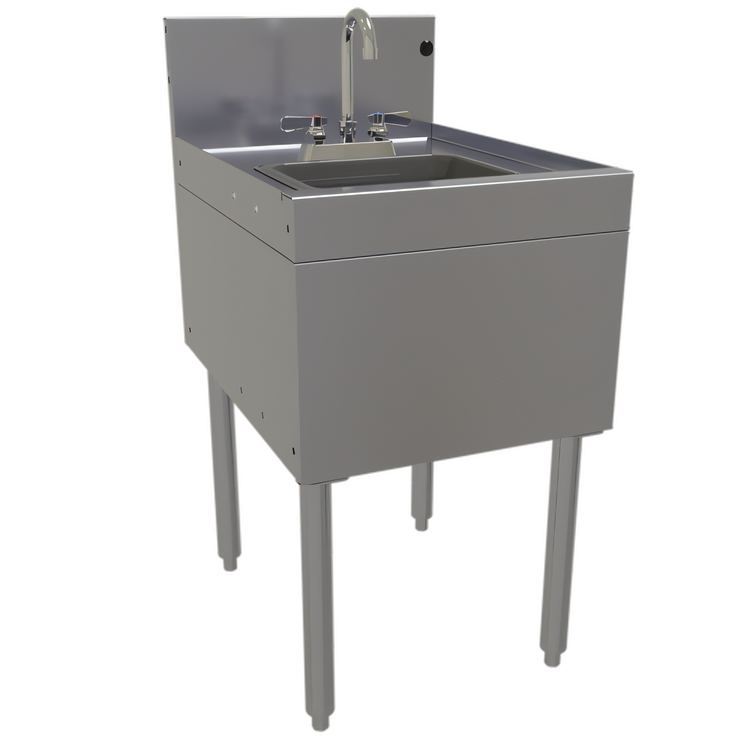 Product image #1 for Glastender Stainless Steel Underbar Wet Waste Sink Unit with Deck-Mount Gooseneck Faucet, 18 x 24 Inches