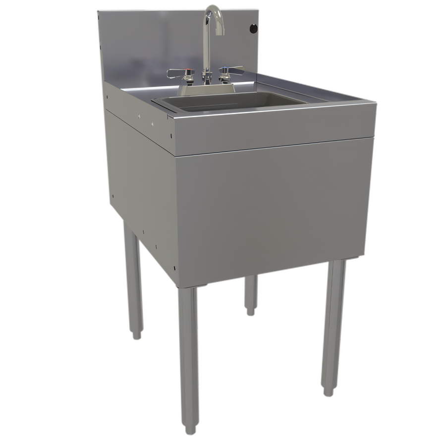 Product image #1 for Glastender Stainless Steel Underbar Wet Waste Sink Unit with Deck-Mount Gooseneck Faucet, 18 x 24 Inches