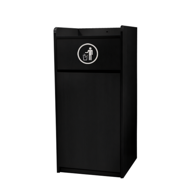 Product image #1 for Omcan 36-Gallon Cabinet-Style Trash Receptacle with Swing Door and Tray Holder, Black