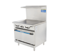 Turbo Air Radiance 36-Inch Propane Heavy Duty Gas Range with Thermostatic Griddle and Standard Oven