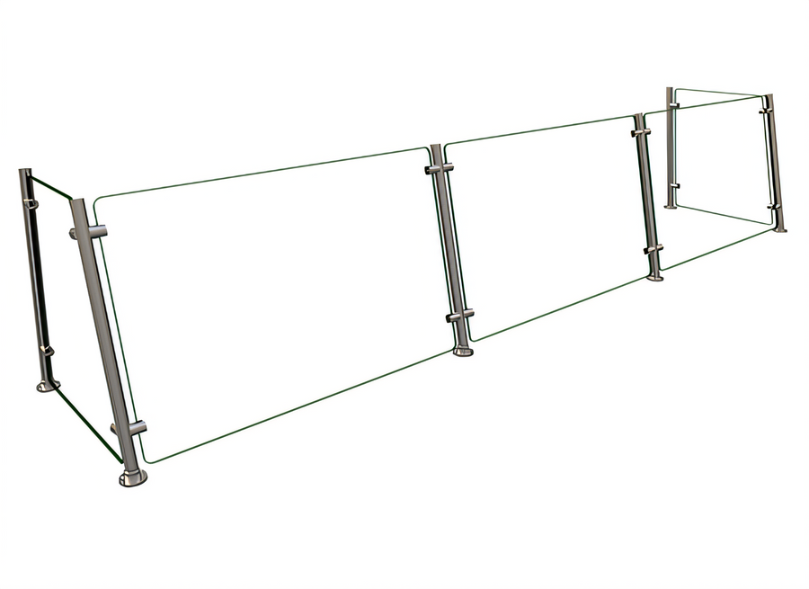 Product image #1 for Hatco Flav-R-Shield EP15-96 Full-Service Pass-Over Sneeze Guard, 96-Inch 3-Bay Tempered Glass