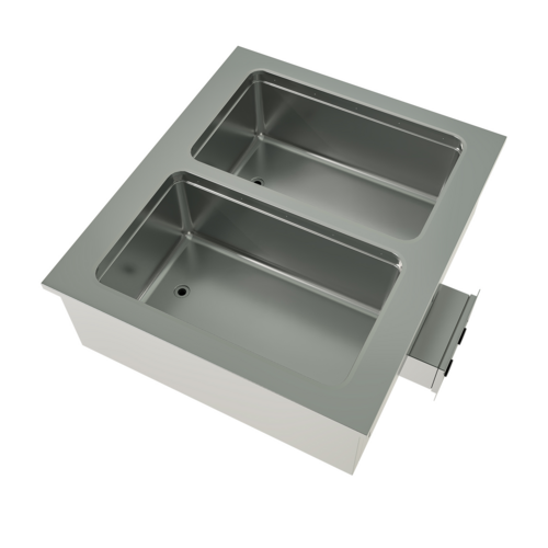 Product image #1 for BK Resources Two-Compartment Drop-In Electric Hot Food Well with Drains