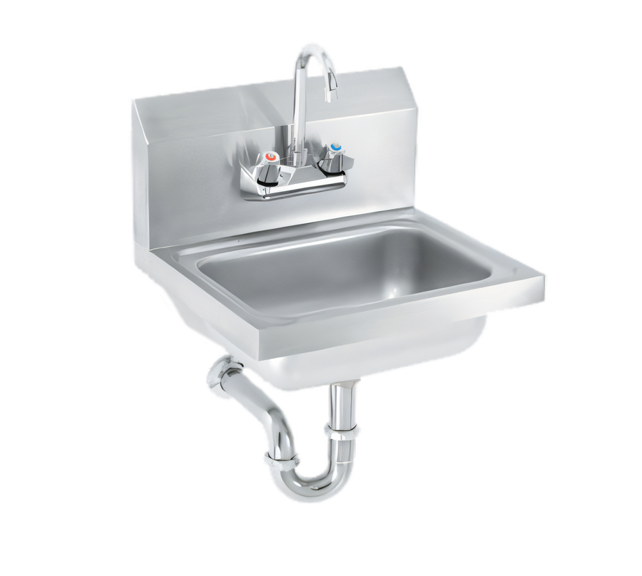 Product image #1 for Vollrath Wall-Mount 2-Hole Hand Wash Sink with Strainer, Gooseneck Faucet and P-Trap, 17 x 15 Inches