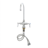 T&S Brass Low-Lead Double Pantry Deck-Mount Mixing Faucet with Swivel Gooseneck and Lever Handles