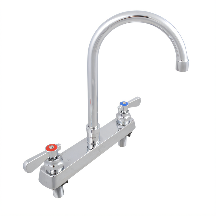 Product image #1 for OptiFlow Heavy Duty Solid Body Manual Deck-Mount Faucet with 8-Inch Gooseneck Spout, 8-Inch Centers
