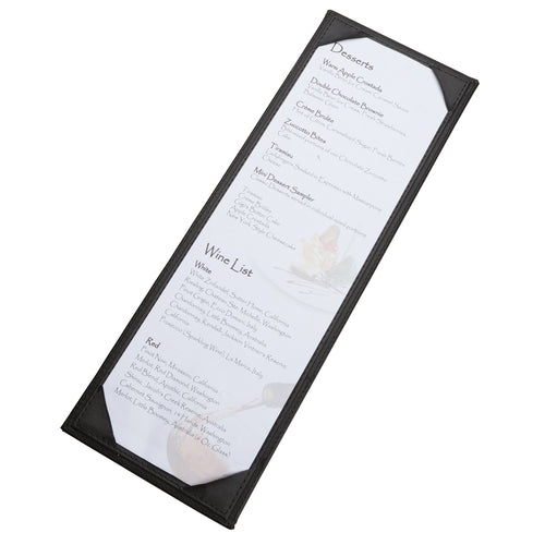 Product image #1 for Black Leather-Like Single Bar-Size Menu Cover for 4-1/2 x 14 Inch Inserts