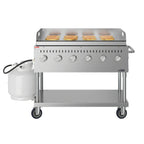 Thumbnail image #1 for Koolmore CGKIT4-48G Mobile 48-Inch Commercial Propane Charbroiler with Griddle, 6 Burners, 304 Stainless Steel