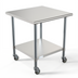 Thumbnail image #1 for KoolMore 30 x 30 Inch 18-Gauge 304 Stainless Steel Corner Work Table with Undershelf and Locking Casters